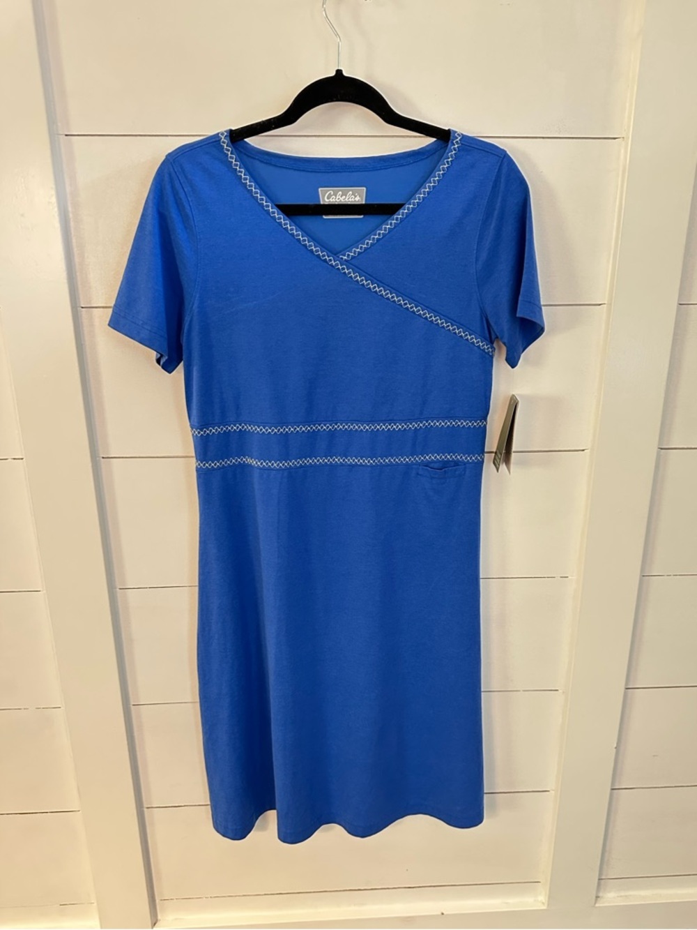 NWT M Cabela's royal blue casual cotton blend short sleeve midi dress athleisure